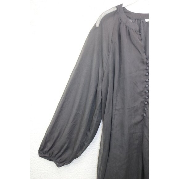 Joie Black Long Sheer Balloon Sleeve Chiffon Dress-XXL-Witchy-Goth - Picture 3 of 12